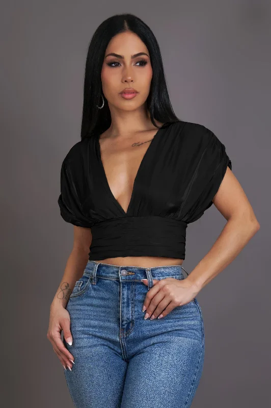 Passion Crop Top - Black Trendy Women's Oversized