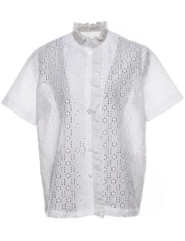 Classic White Short-Sleeve Blouse - L Australian Beach