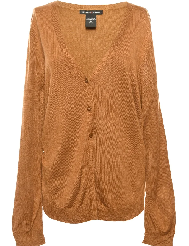 Button Front Brown Cardigan - L Artistic Women's Avant - 