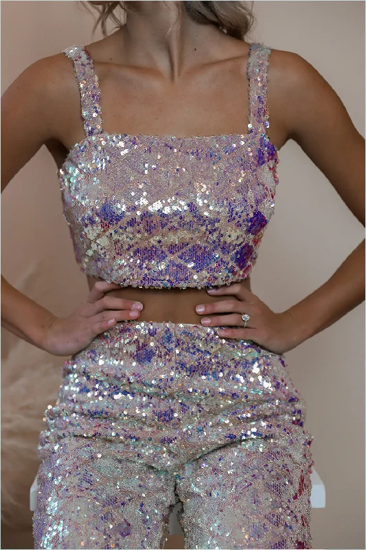Disco Nights Sequin Crop Top Dynamic Women's Moto