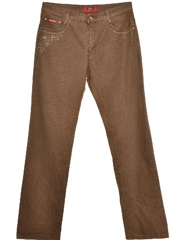 Embellished Straight Fit Jeans - W30 L34 Vintage Women's 1970S 