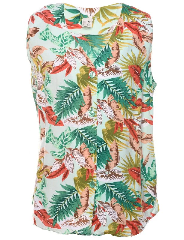 Foliage Blouse - L Refined Women's Hand - crafted