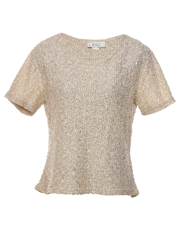Short Sleeve Light Brown Top - M French