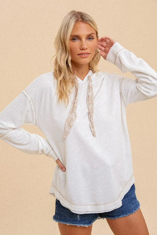 Floral Strap Hooded Tee Laid - back Women's Style