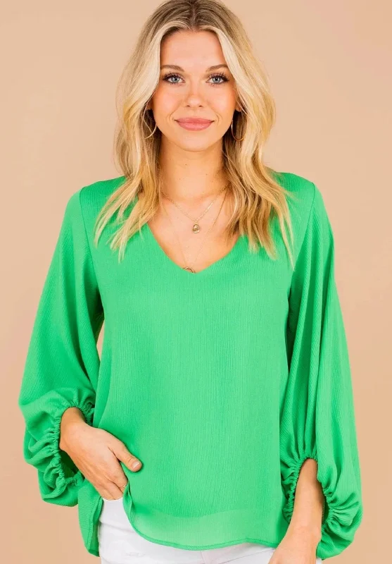 The Perfect Day Emerald Green Bubble Sleeve Top Cool Women's Skate