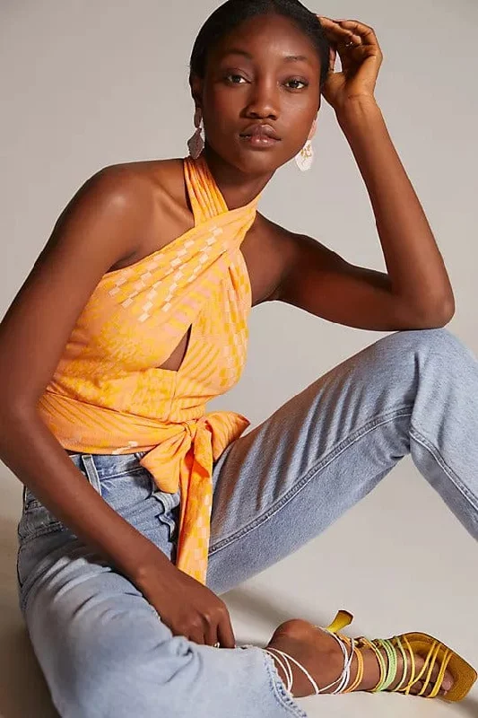Citrus Knit Halter Top Elegant Women's 