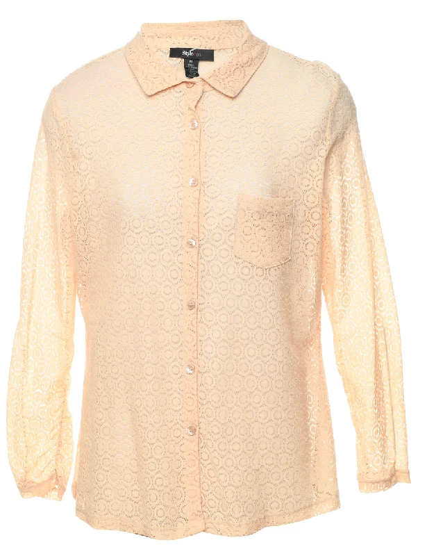 Light Brown Shirt - M Artistic Women's Hand - painted