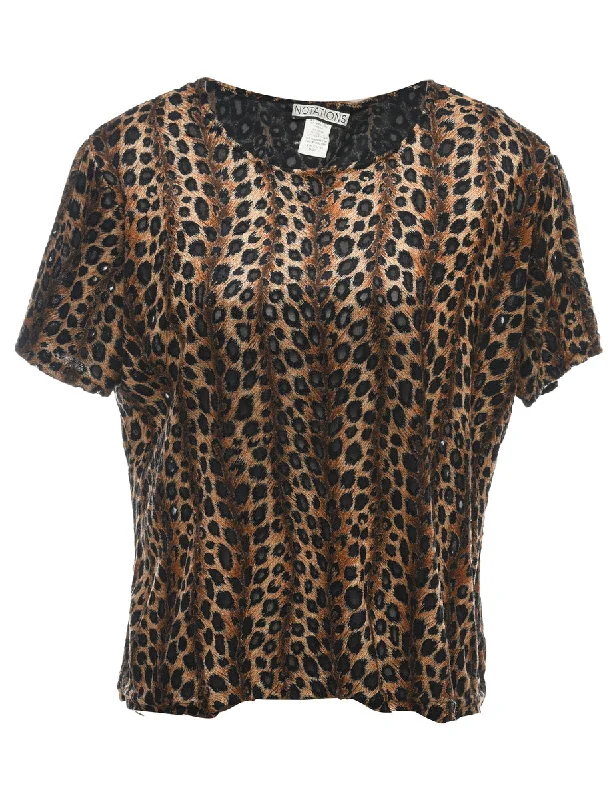 Leopard Print Top - L Sporty Women's Tennis