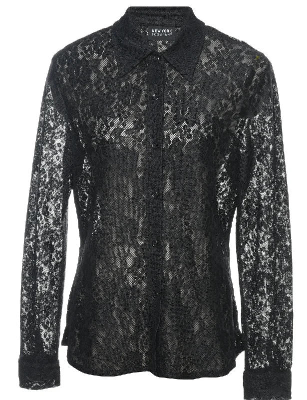 Black Evening Shirt - L Modern Women's 