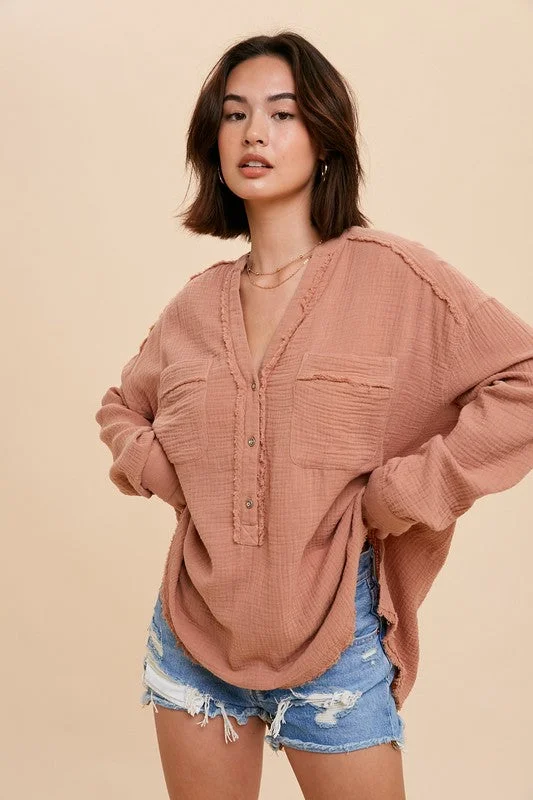 Myra Clay Button Down Earthy Women's 