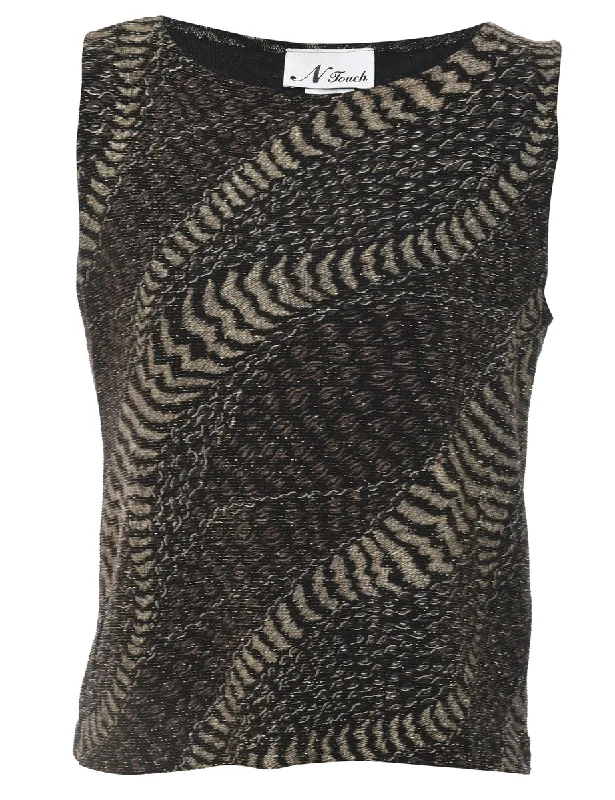 Patterned Metallic Evening Top - S Traditional Women's Wool