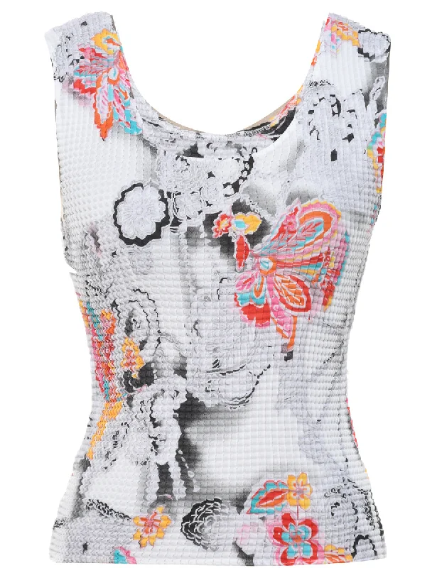 Crinkle Floral Printed Top - S Casual Women's Loose - fitting