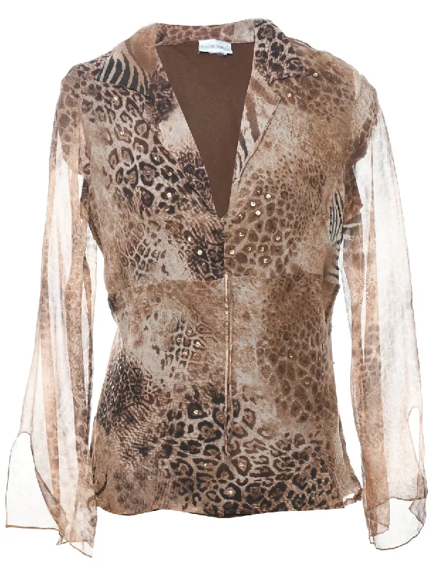 Leopard Printed Top - L Gym