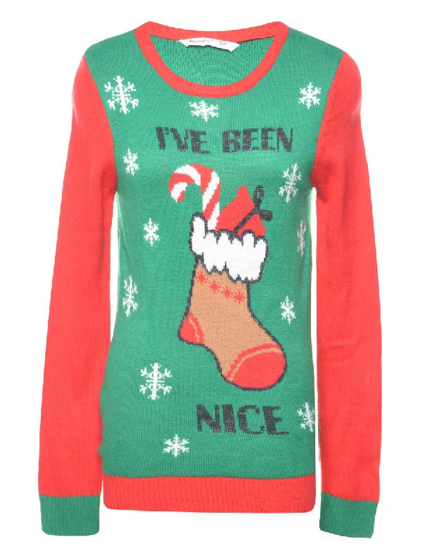 Petites Snowfall Design Christmas Jumper - S Dynamic Women's High - energy