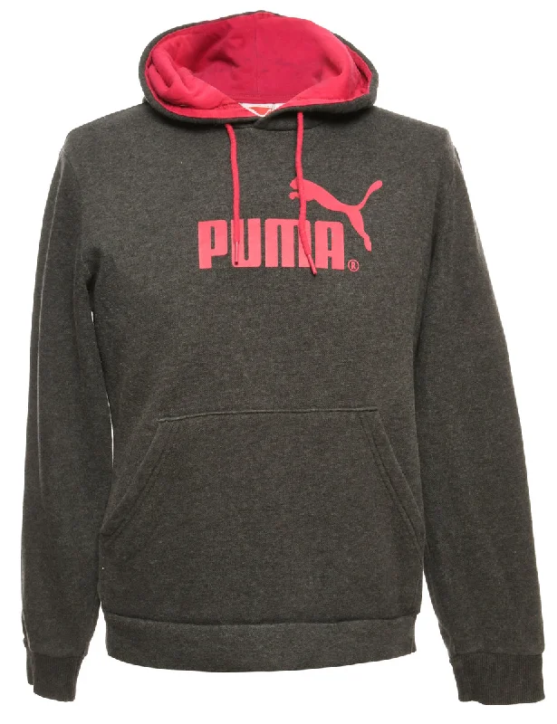 Grey Puma Printed Hoodie - M Feminine Women's Soft 