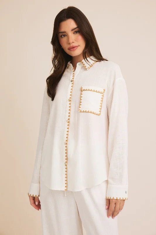 In Stitches Linen Top Laid - back Women's Vibe