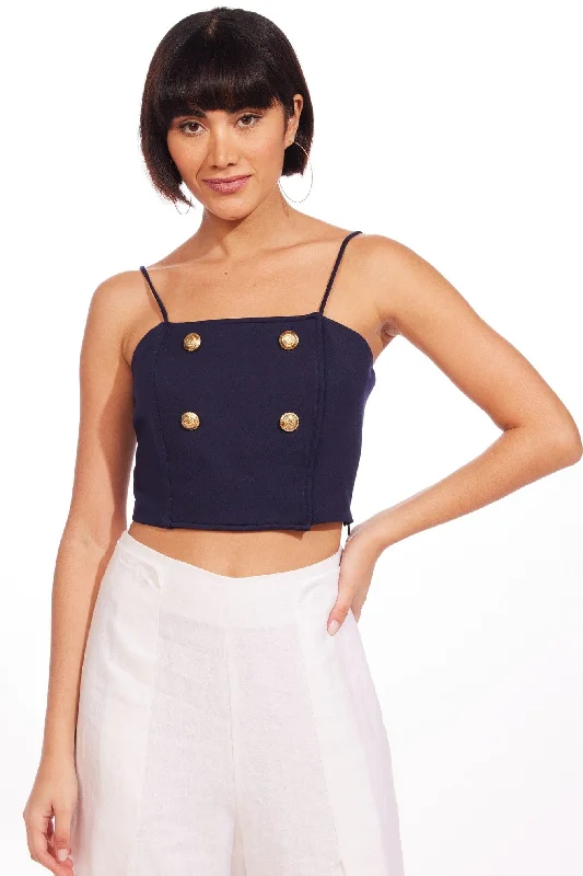 Ponte Trench Blouse - Navy Sharp Women's Italian