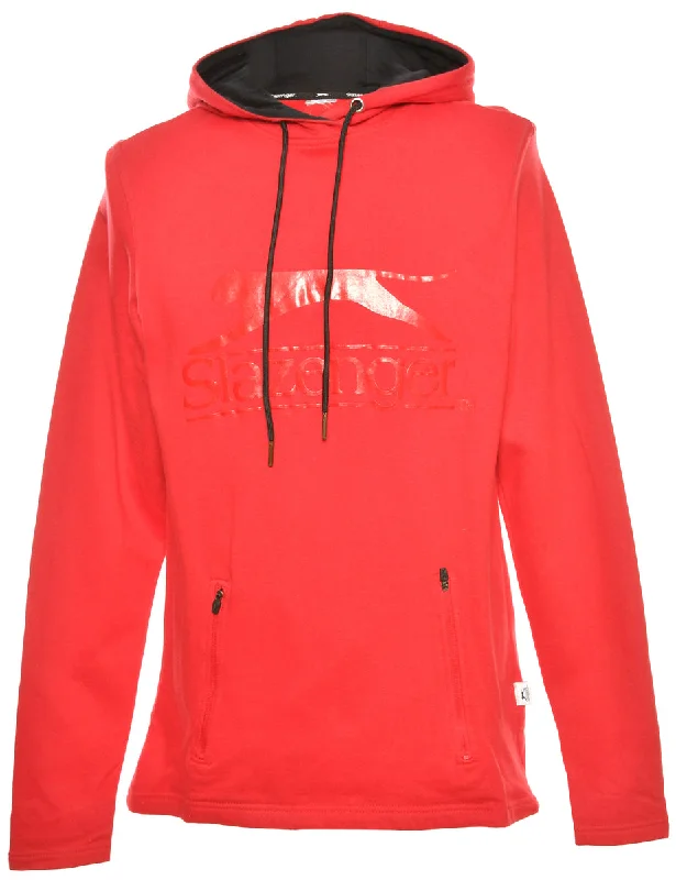 Red Printed Hoodie - M Artistic Women's Hand - painted