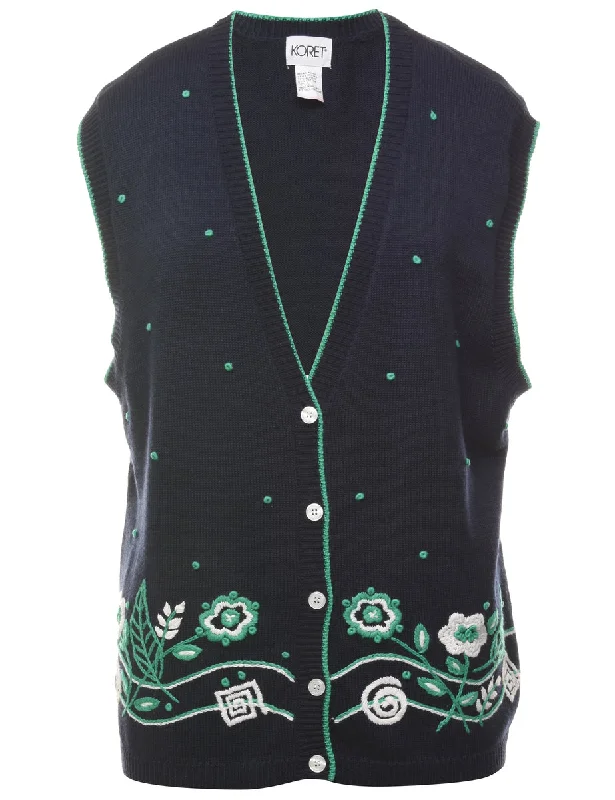 Navy Sweater Vest - L Bold Women's Animal Print