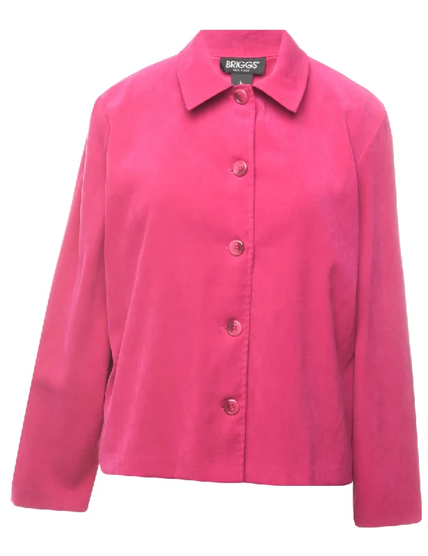 Button Front Jacket - L Laid - back Women's Style