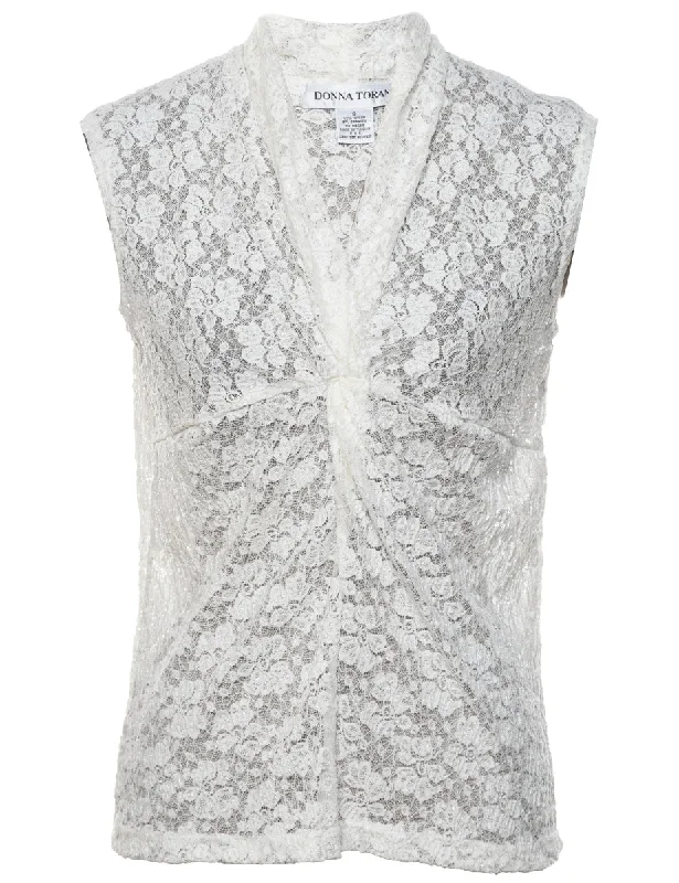 Floral Lace Top - L Refined Women's Hand - crafted