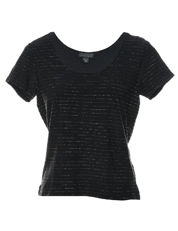 Black Metallic Evening Top - S Bold Women's Animal Print