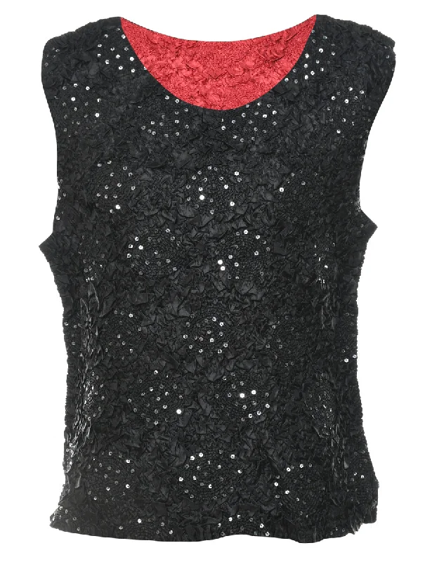 Smocked Sequins Party Top - M Dynamic Women's Moto