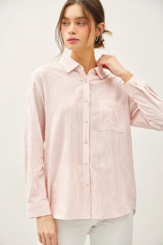 Coral Button Down Top Business
