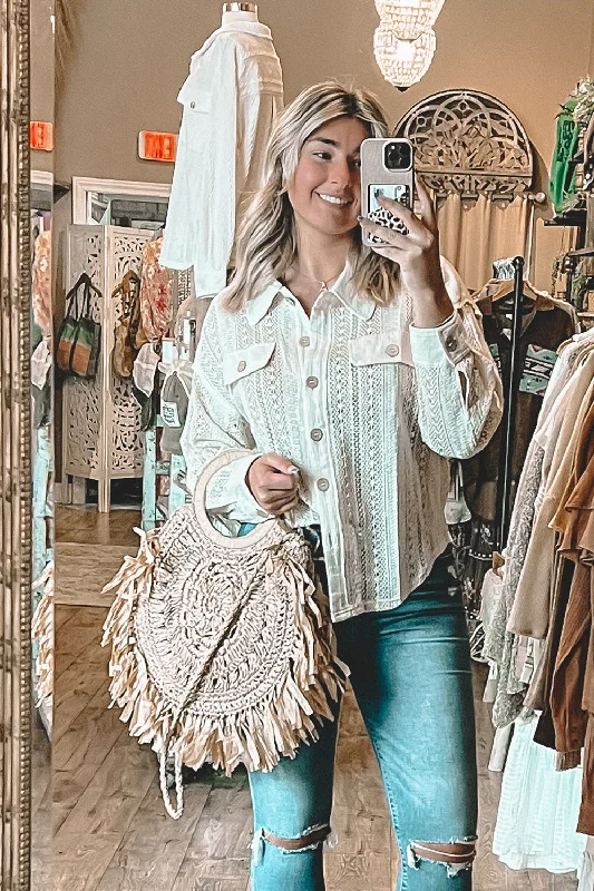 Crochet Button-down Classic Women's Pin - striped