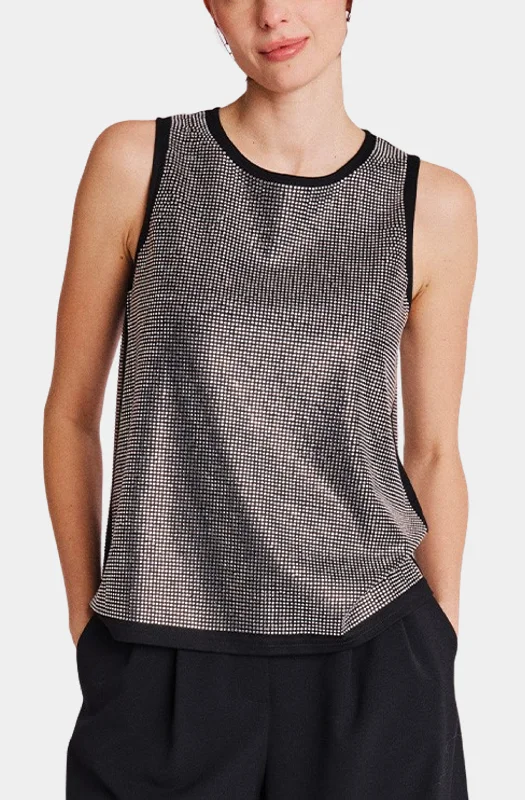 Round Neck Tank With Strass Sporty Women's Athleisure 