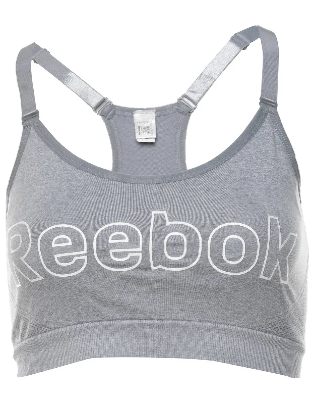 Grey Reebok Sports Bra - S Hip Women's Retro