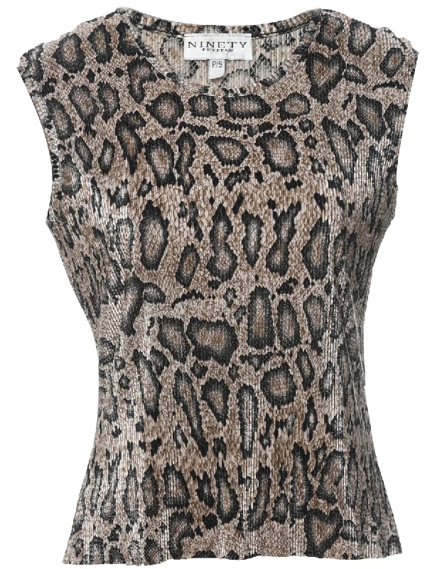 Leopard Print Top - S Monochromatic Office Style