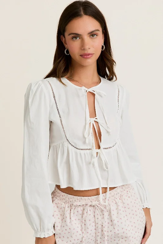 The Little Things Tie Front Blouse Traditional Women's 