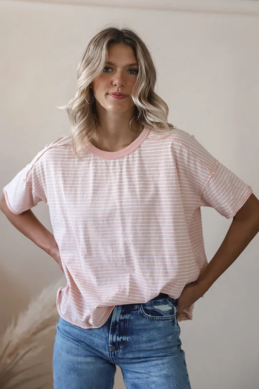 Melissa Pink Striped Tee Classic Women's Tweed