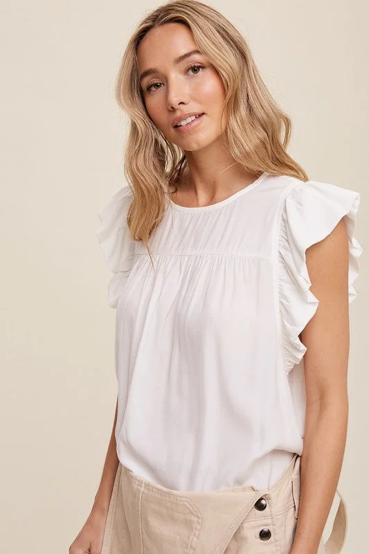 Ruth White Ruffle Blouse Sustainable Organic