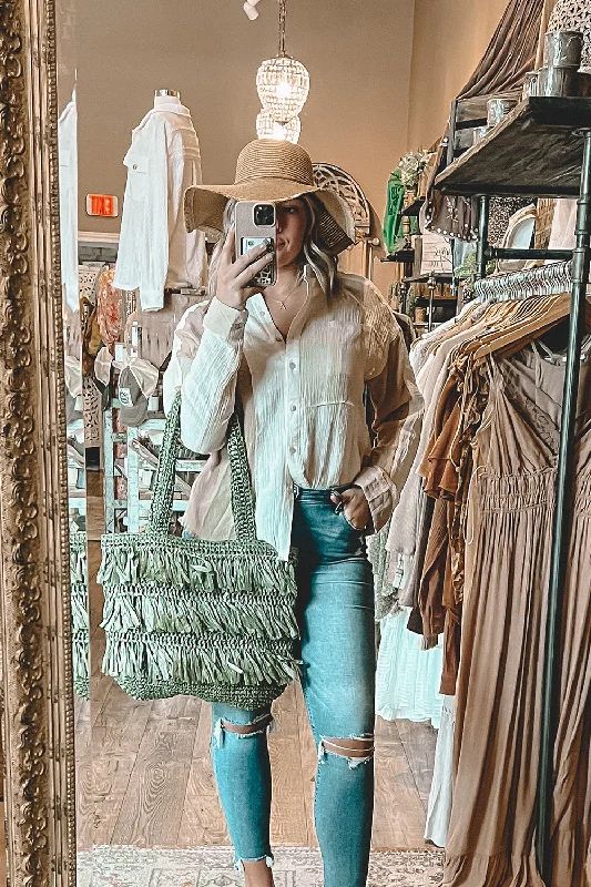 Color Blocked Button-down Relaxed Women's Beachy