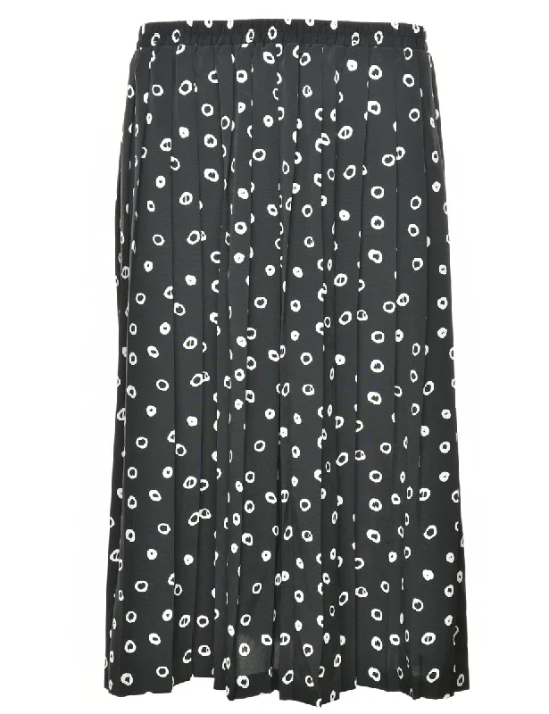 Polka Dots Pleated Skirt - M Cool Women's Distressed
