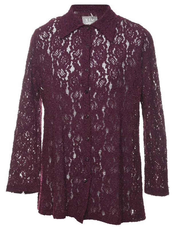 Floral Lace Shirt - M Relaxed Women's Beachy