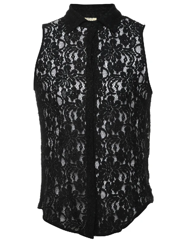 Floral Lace Shirt - S Laid - back Women's Vibe