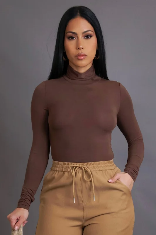 Coming In Hot Long Sleeve Top - Brown Compression