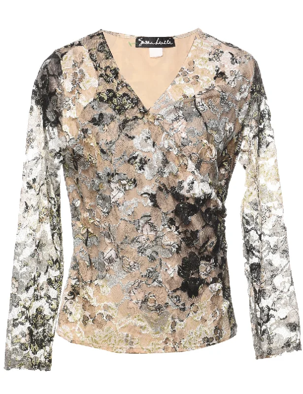Floral Lace Top - M Confident Women's High - fashion