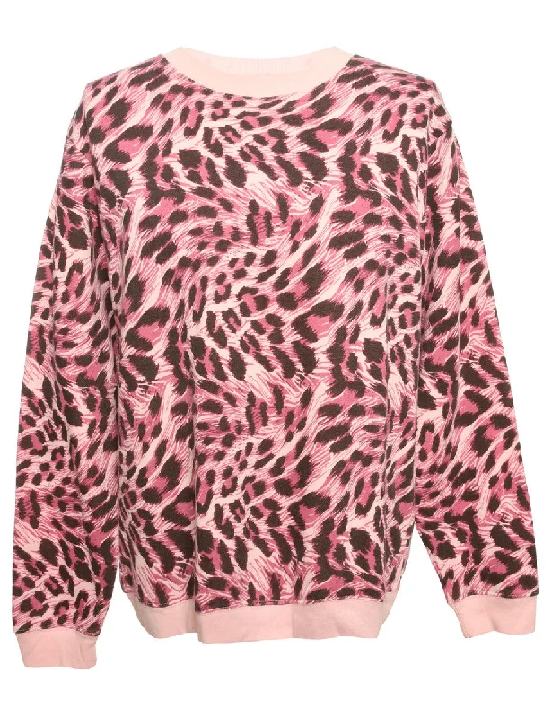 Leopard Print Purple Sweatshirt - M Refined Women's Classic 