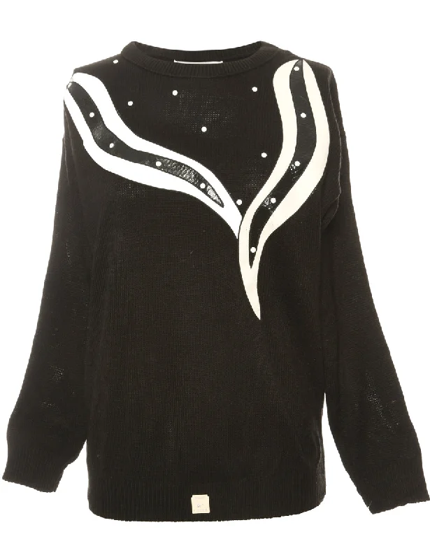 Beaded Black Jumper - S Cashmere