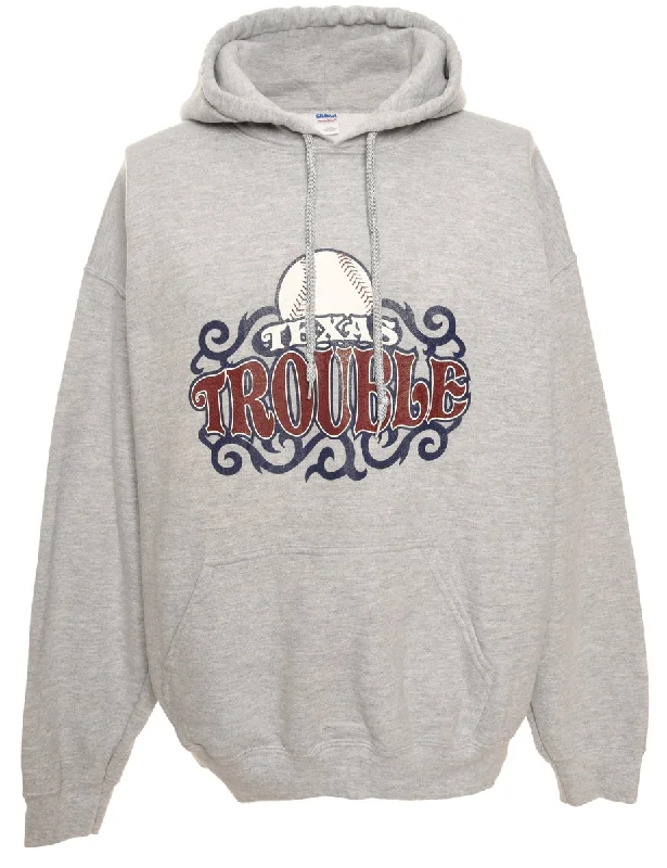 Texas Trouble Grey Hooded Sports Hoodie  - M Cozy Women's Sherpa - lined