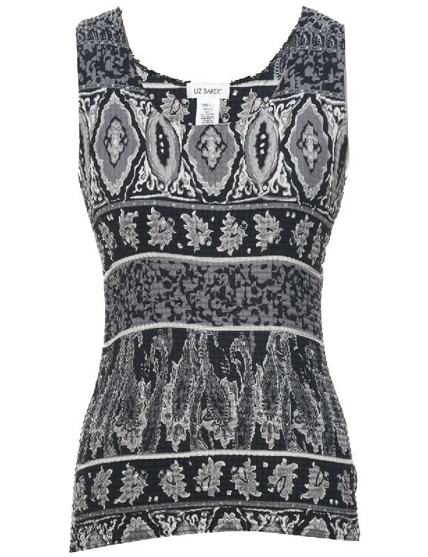 Crinkle Printed Top - S Practical Women's Quick - dry