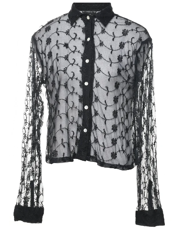 Floral Print Lace Shirt - M European