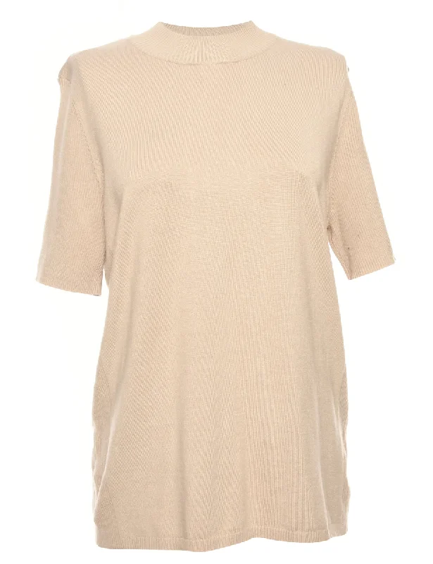 Brown Short Sleeve Jumper - M Cool Women's Skate