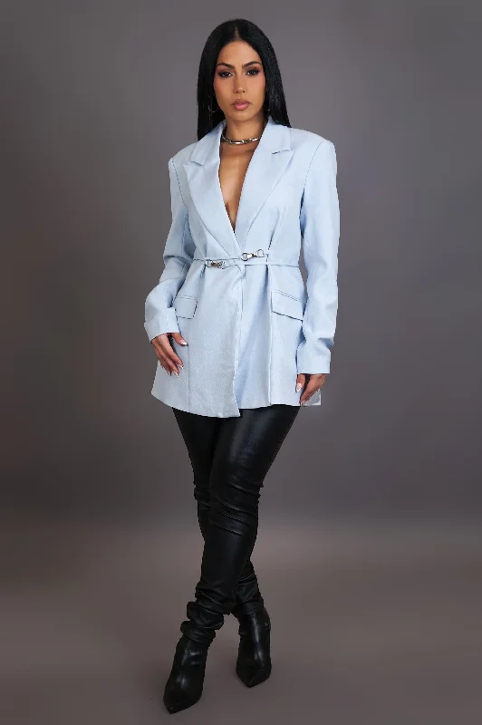 See Me Coming Blazer - Blue Edgy Women's Punk