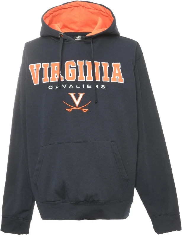 Football Navy Hooded Sports Sweatshirt - L Dapper Women's 1920S