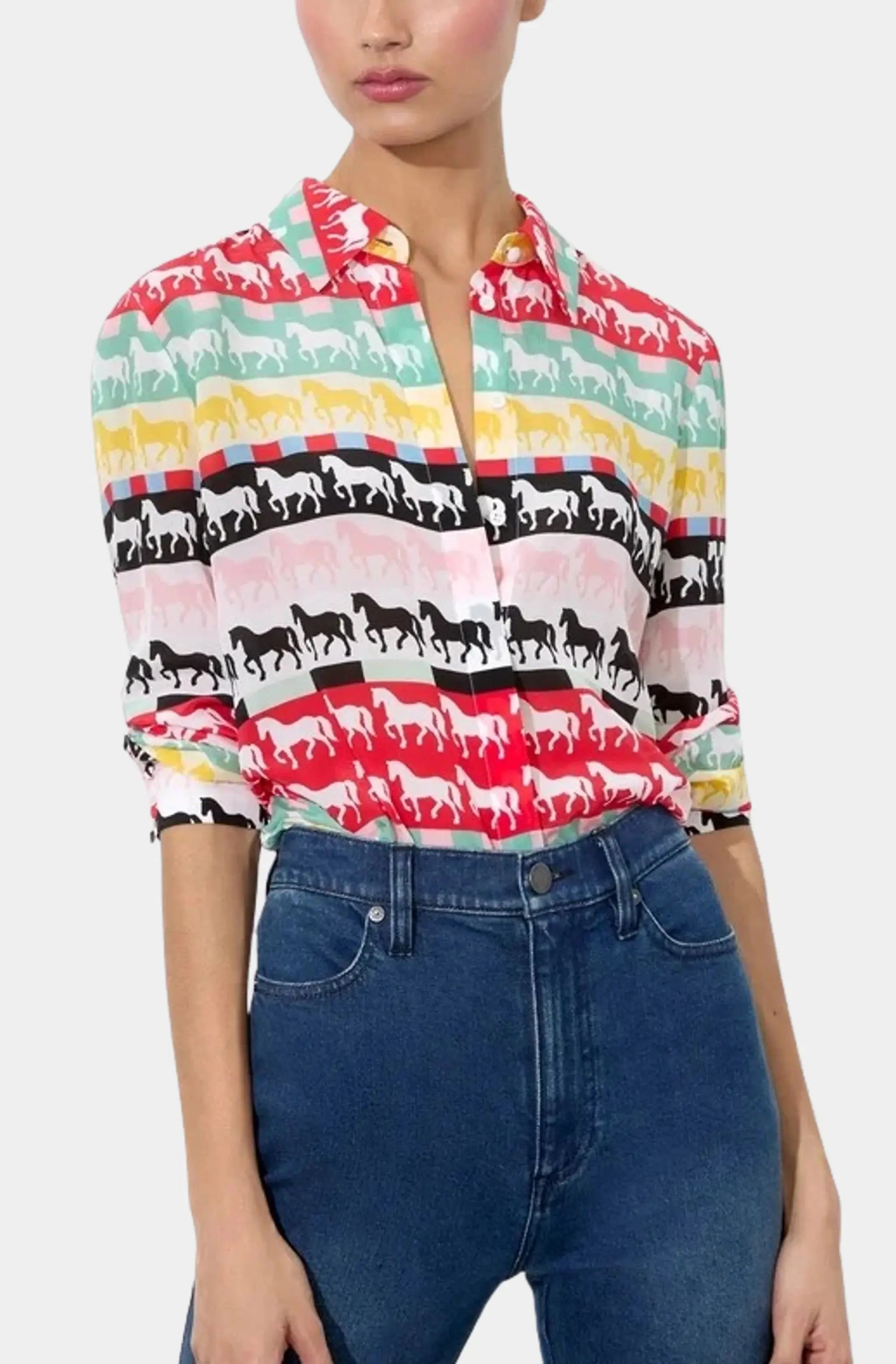 Willa Placket Top Monochromatic All - in - one
